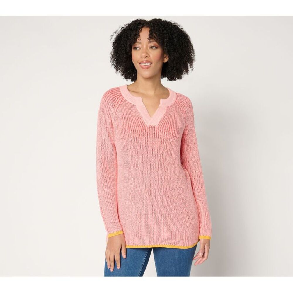 Wacoal Women's Top Plus Sz Sweater 2X Color 100% Cotton Long Sleeve Pink A679928